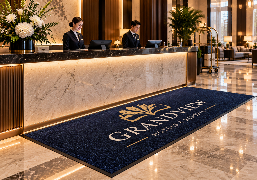 Luxury hotel and resort 5-zone commercial entrance mat system featuring Leviathan aluminum, Berber inlaid, Supreme-HD 950g nylon, and Microfiber inlaid mats by PATIA Luxury hotel and resort 5-zone commercial entrance mat system featuring Leviathan aluminum, Berber inlaid, Supreme-HD 950g nylon, and Microfiber inlaid mats by PATIA
