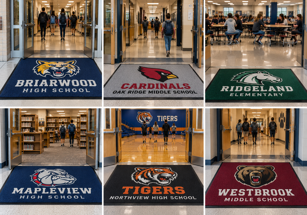 Eco-friendly non-toxic 350g plush-cut nylon custom logo mat with anti-slip TPR backing for daycare classrooms by PATIA